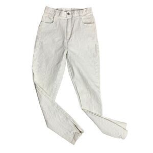Vintage 80s High Waisted Denim Jeans 0 White Green Stripe Skinny Stretch Zip Ank